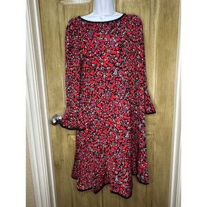 Michael Michael Kors Womens Dress Red Woodland Floral Print Red Scarlet Large